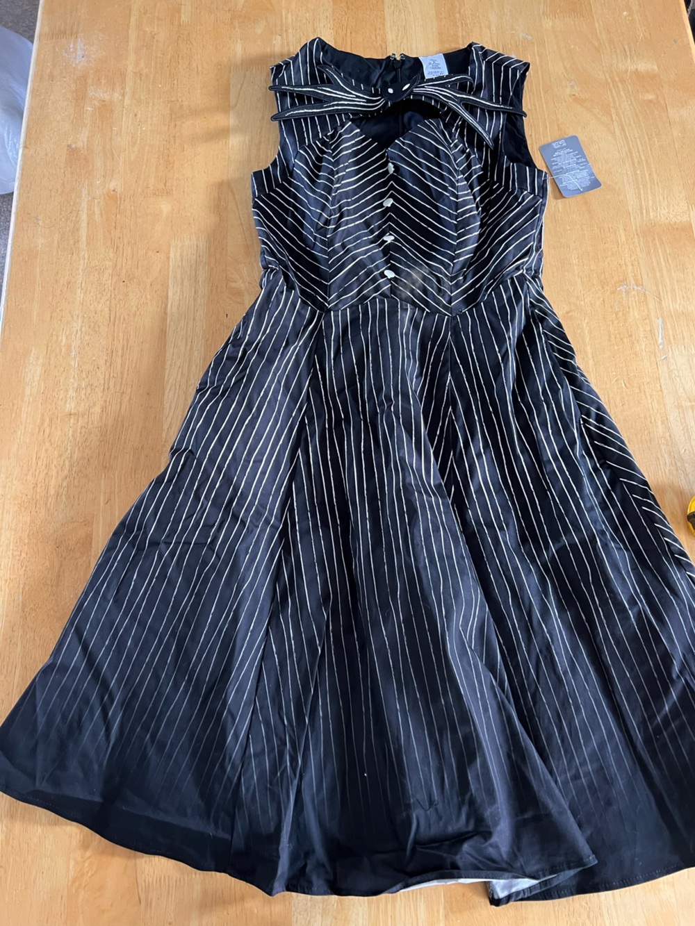 Disney Nightmare Before Christmas black and White Pinstripe Midi Dress - Picture 2 of 10